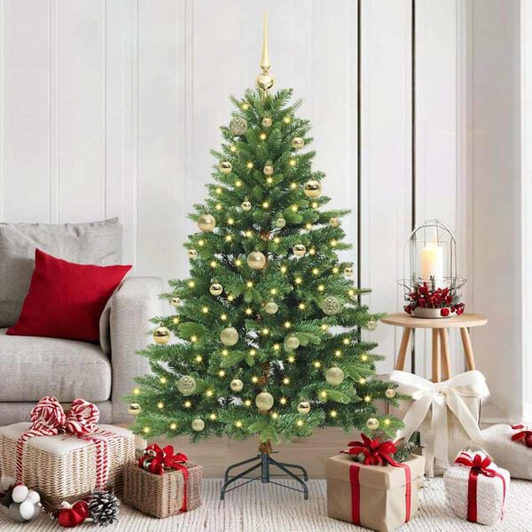 vidaXL Artificial Christmas Tree with 150 LEDs Green 150 cm PE and PVC