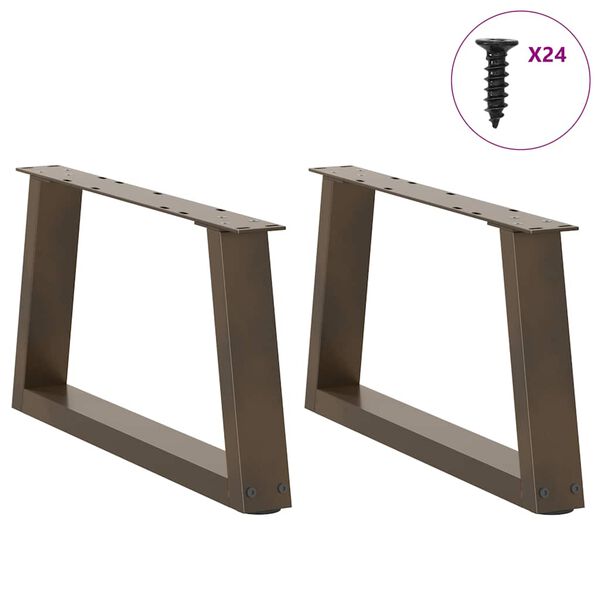 vidaXL Coffee Table Legs V-Shape 2 pcs Natural Steel 70x(30-31.3) cm Steel