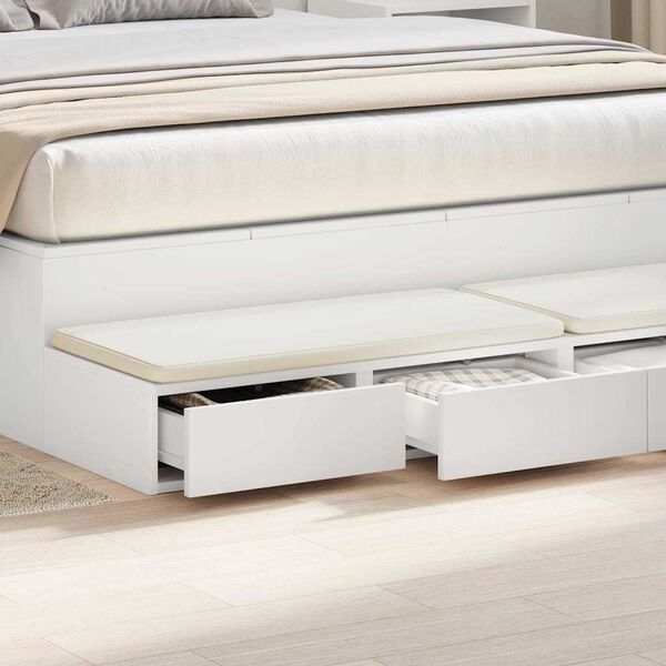 vidaXL Bed Drawers White 135 x 36.5 x 16.5 cm Engineered Wood