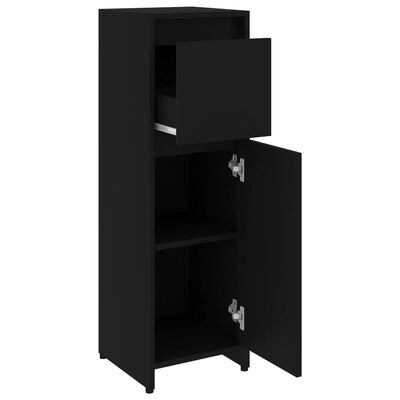 vidaXL Bathroom Cabinet Black 30x30x95 cm Engineered Wood