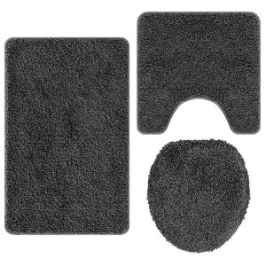vidaXL Anti-slip Bath Mat Set 3 pcs Dark grey 50 x 80 cm PP