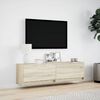 vidaXL TV Wall Cabinet with LED Lights Sonoma Oak 140x31x38 cm