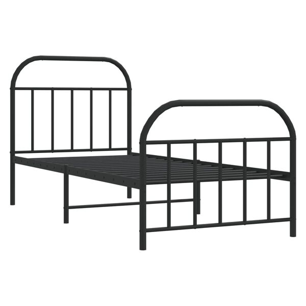 vidaXL Metal Bed Frame without Mattress with Footboard Black 90x200cm