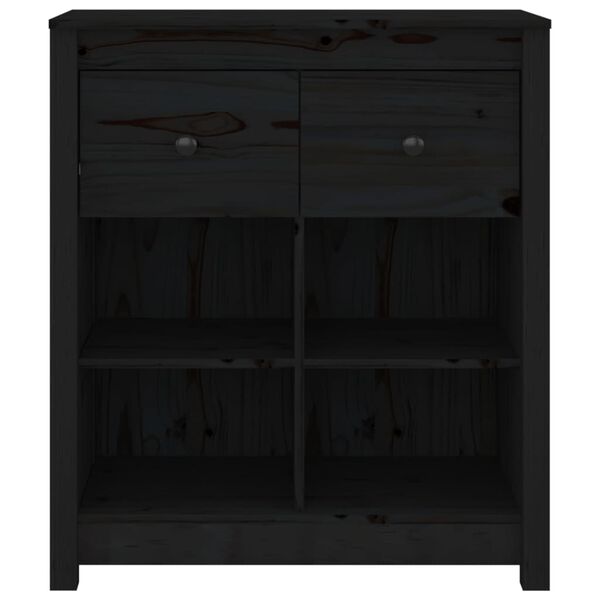 vidaXL Sideboard Black 70x35x80 cm Solid Wood Pine