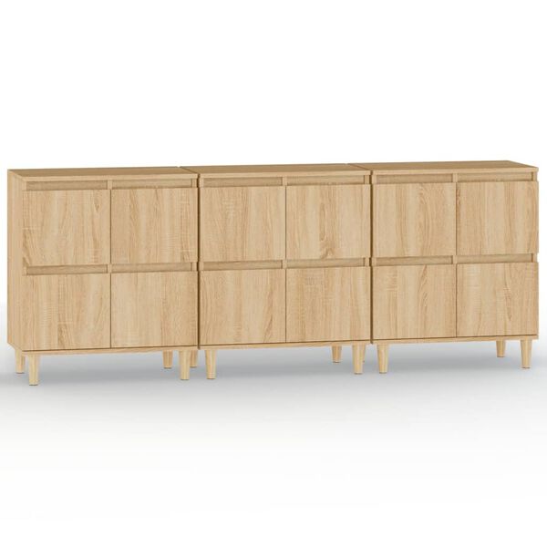 vidaXL Sideboards 3 pcs Sonoma Oak 60x35x70 cm Engineered Wood