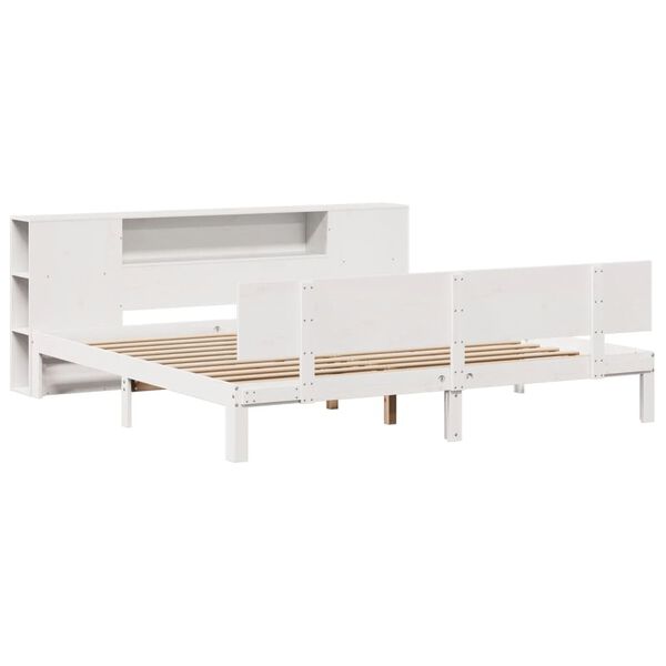 vidaXL Bookcase Bed without Mattress White 200x200cm Solid Wood Pine
