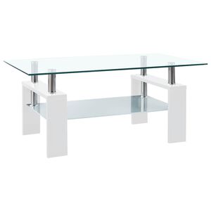 vidaXL Coffee Table | White and Transparent | Tempered Glass, Melamine