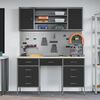 vidaXL Work Cabinet with Drawer 8 pcs Black Engineered Wood and Steel