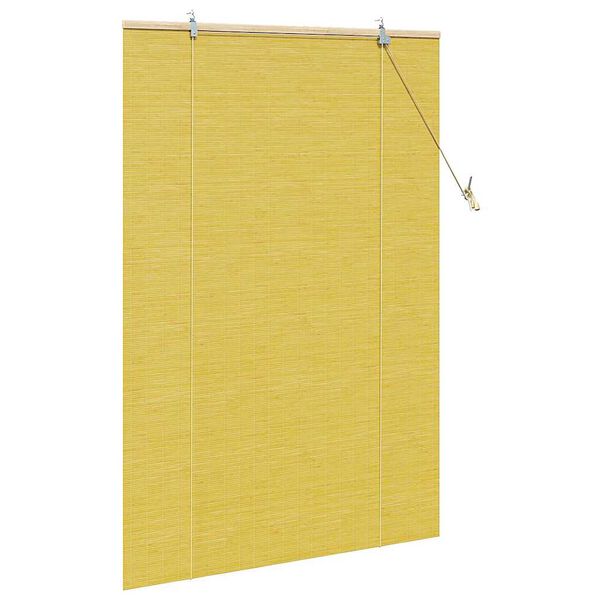 vidaXL Roller Blind with Curtains Manual Yellow 120 x 160 cm Bamboo
