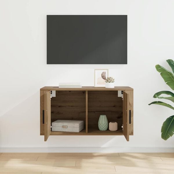 vidaXL Wall Mounted TV Cabinet Artisan oak 80 x 34.5 x 40 cm