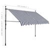 vidaXL Manual Retractable Awning with LED 250 cm Blue and White