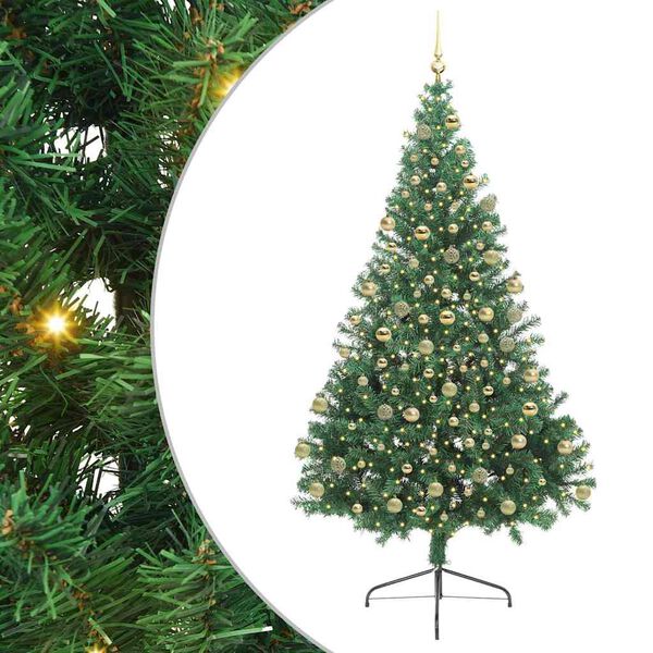 vidaXL Artificial Pre-lit Christmas Tree Green 180 cm PVC