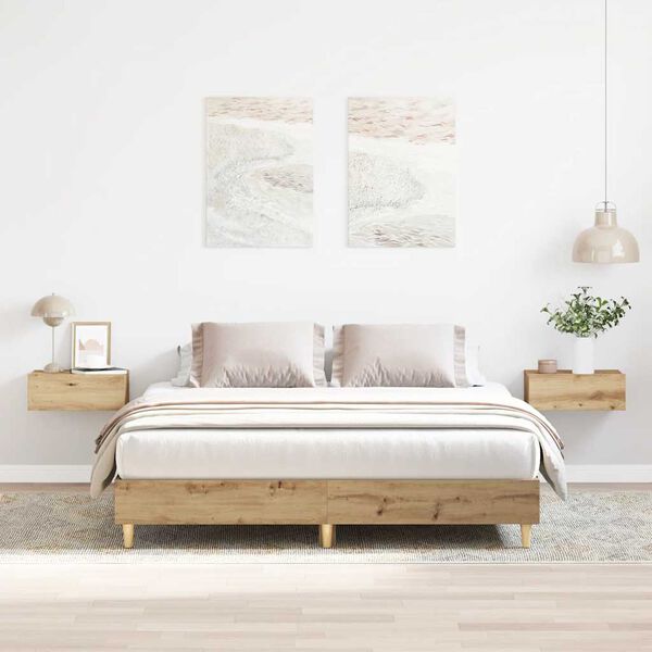vidaXL Bed Frame No Mattress Artisan Oak 150x200 cm King Size Engineered Wood