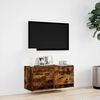 vidaXL TV Wall Cabinet with LED Lights Smoked Oak 80x31x35 cm