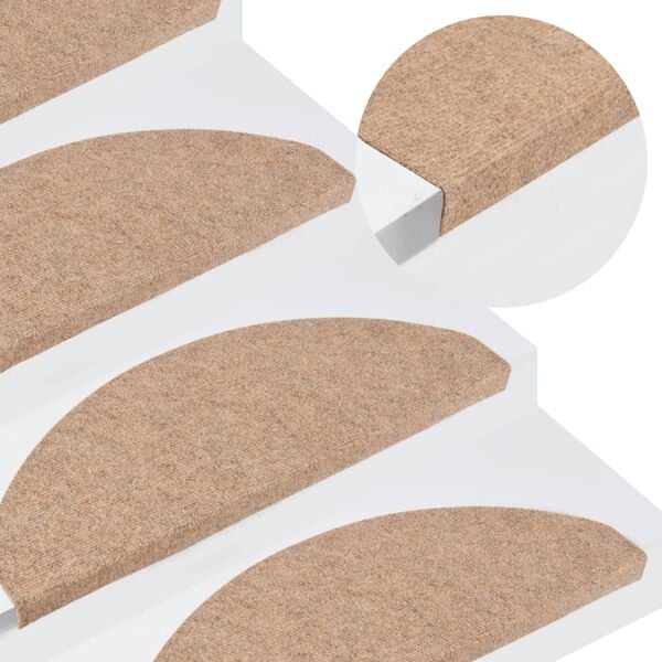 vidaXL Stair Mats Self-adhesive 15 pcs 65x22.5x3.5 cm Beige