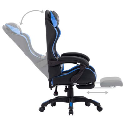 vidaXL Racing Chair with Footrest Blue and Black Faux Leather