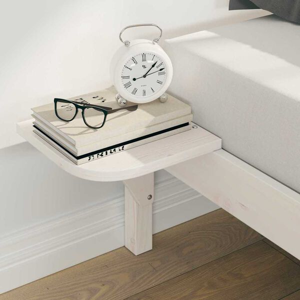 vidaXL Bed Frame with Side Tables White 200 x 220 cm Solid Pine Wood