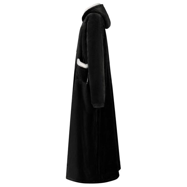 vidaXL Blanket Hoodie Black L Fleece and Flannel