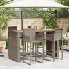 vidaXL Garden Bar Table with Acacia Wood Top Grey 185x80x110 cm Poly Rattan