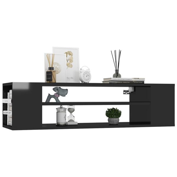 vidaXL Hanging TV Cabinet High Gloss Black 100x30x26.5 cm Engineered Wood