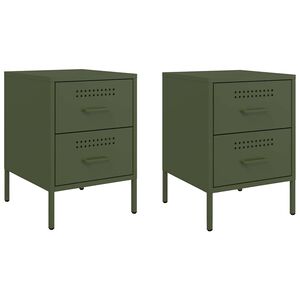 vidaXL Bedside Cabinets 2 pcs Olive Green 36x39x50,5 cm Steel