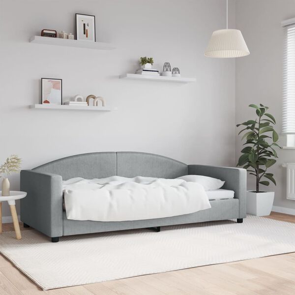 vidaXL Day Bed without Mattress Light Grey 90x190 cm Single Fabric