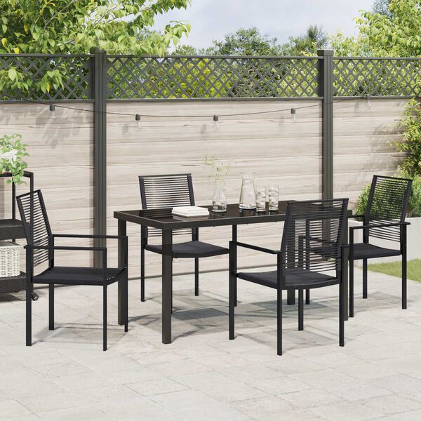vidaXL Garden Dining Set 5 pcs Black Powder-Coated Steel
