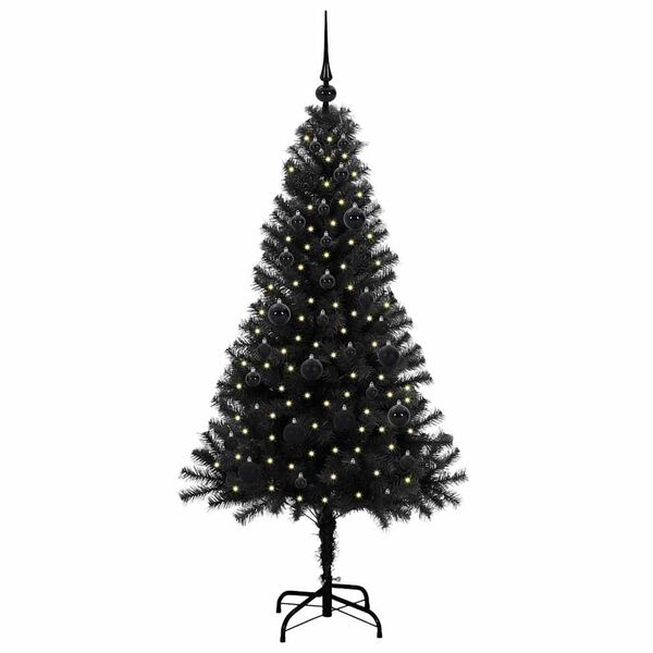 vidaXL Christmas Tree with 150 LEDs with Stand Black 150 cm PVC