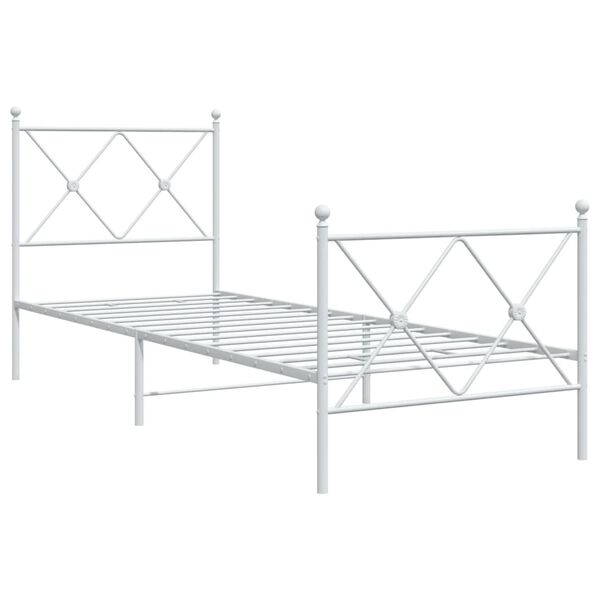 vidaXL Metal Bed Frame without Mattress with Footboard White 75x190cm
