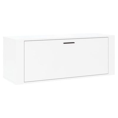 vidaXL Wall Shoe Cabinet High Gloss White 100x35x38 cm Engineered Wood