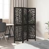 vidaXL Room Divider 3 Panels Black Solid Wood Paulownia