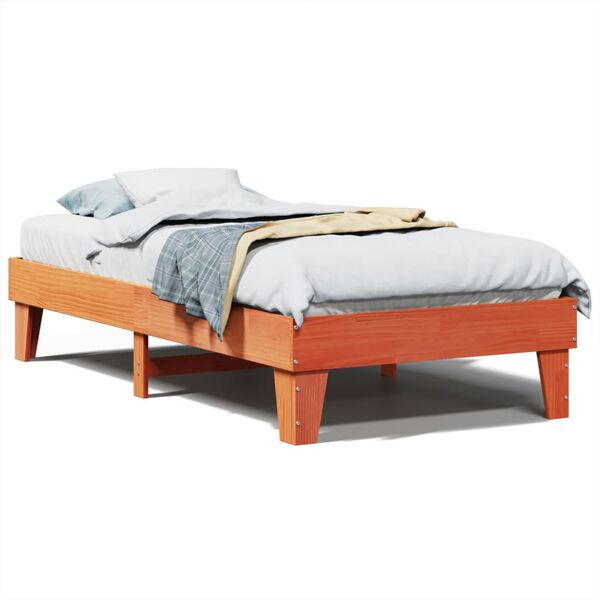 vidaXL Bed Frame without Mattress Wax Brown 90x200 cm Solid Wood Pine