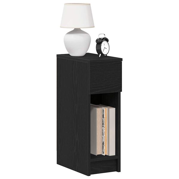 vidaXL Bedside Cabinet with Drawer Black Oak 20x36x60 cm