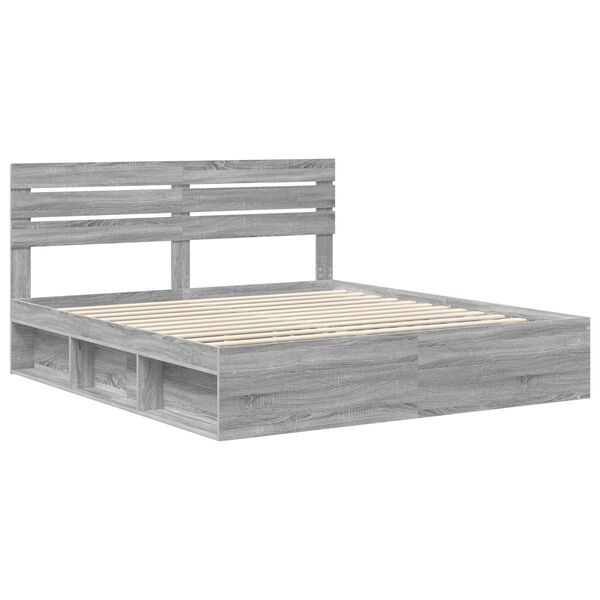 vidaXL Bed Frame Grey Sonoma 180 x 200 cm Solid Pine Wood