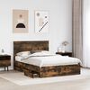 vidaXL Bed Frame with Drawer Smoked Oak 140 x 200 cm Engineer Wood