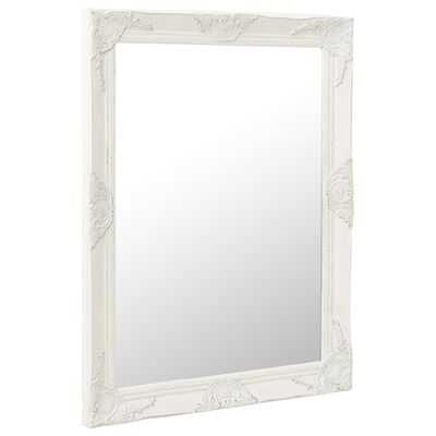 vidaXL Wall Mirror Baroque Style 60x80 cm White