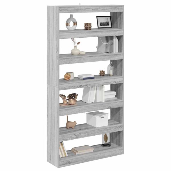 vidaXL Book Cabinet Grey Sonoma 100 x 30 x 198 cm Engineered Wood