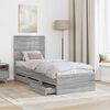 vidaXL Bed Frame with Drawer Grey Sonoma 75 x 190 cm Engineer Wood