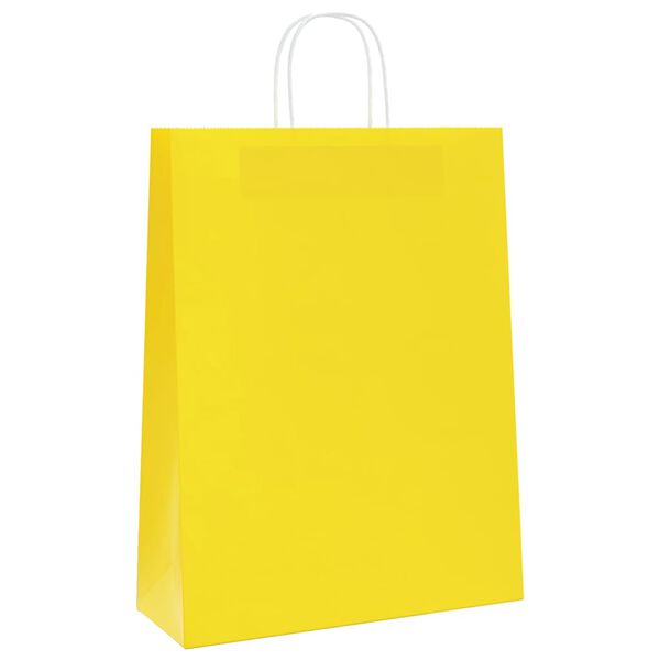 vidaXL Paper Bags 50 pcs with Handles Yellow 32x12x42 cm