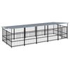 vidaXL Outdoor Dog Kennel with Roof Steel 9.38 m&sup2;