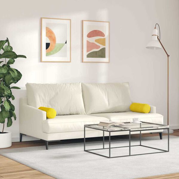 vidaXL Bolster Pillows 2 pcs Yellow Ø 15 x 40 cm Corduroy Fabric