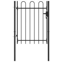 vidaXL Fence Gate Single Door with Arched Top Steel 1x1.2 m Black