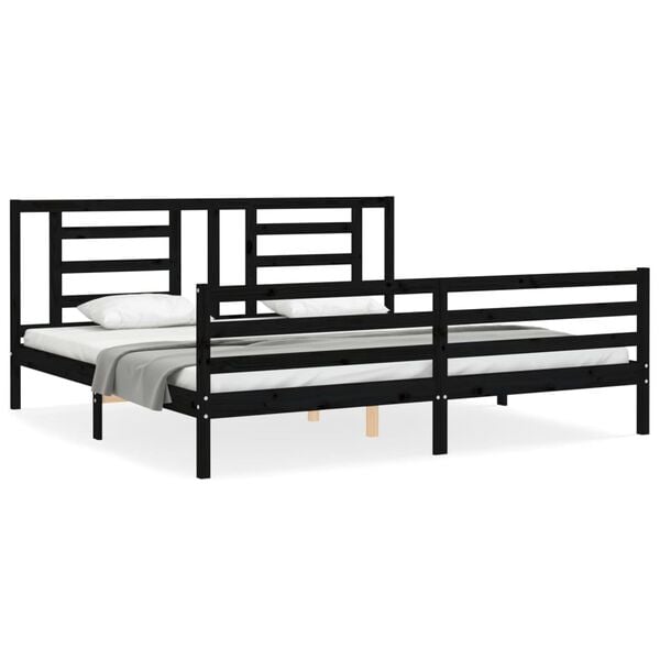 vidaXL Bed Frame without Mattress Black 200x200 cm Solid Wood