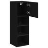 vidaXL TV Cabinets with LED Lights 2 pcs Black 30.5x30x90 cm