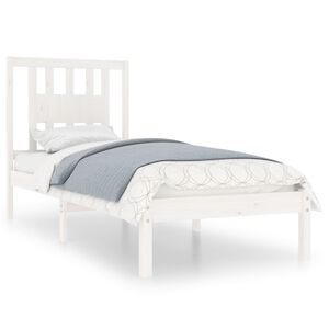 vidaXL Bed Frame without Mattress White Solid Wood Single