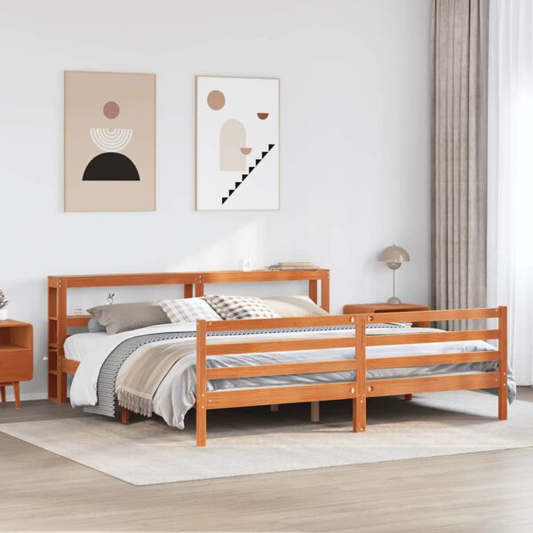 vidaXL Bed Frame without Mattress Wax Brown 200x200 cm Solid Wood Pine