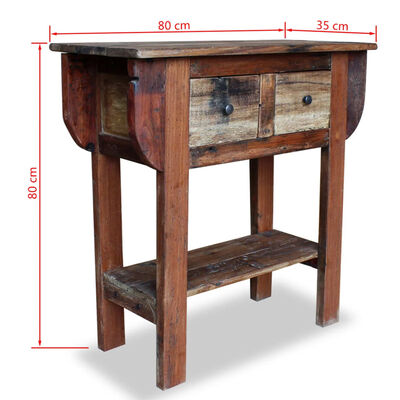 vidaXL Console Table Solid Reclaimed Wood 80x35x80 cm