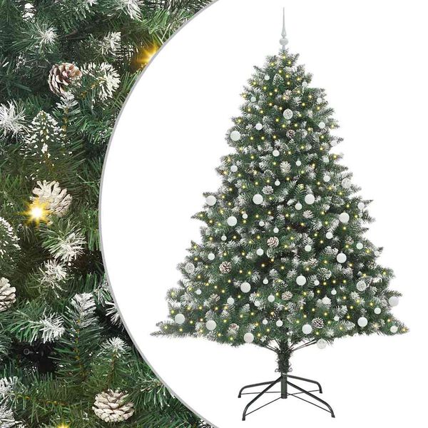 vidaXL Artificial Christmas Tree with 300 LEDs with Stand Green 210 cm