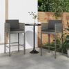 vidaXL Bar Stools with Cushions 2 pcs Grey Poly Rattan