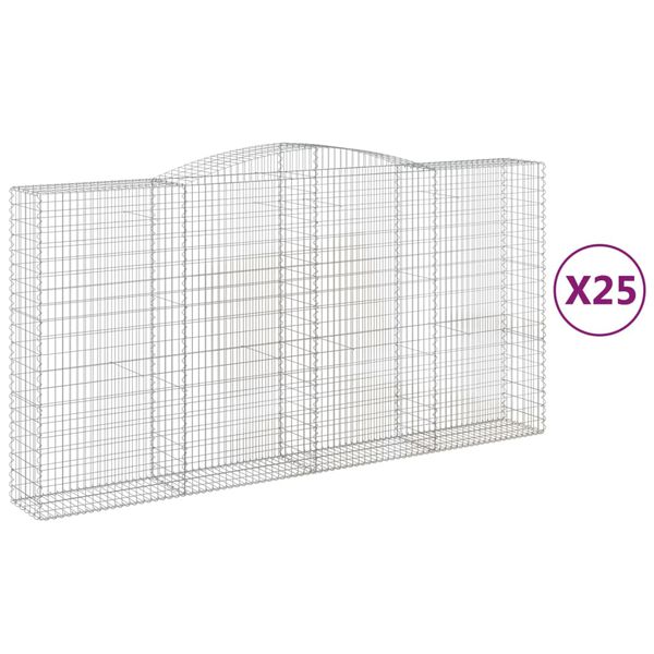 vidaXL Arched Gabion Baskets 25 pcs 400x50x200/220 cm Galvanised Iron